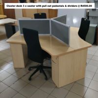 D02 - Cluster desk 3 x seater with pull out pedestal & dividers @ R4500.00 jpg